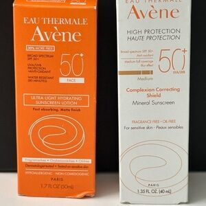 Avène Sunscreen Duo- Complexion Correcting Blur Effect & Hydrating Sunscreen NIB